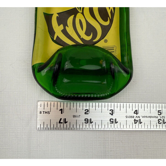 Fresca Bottle Flattened Glass Green Yellow Spoon Rest Cheese Tray - Picture 5 of 6